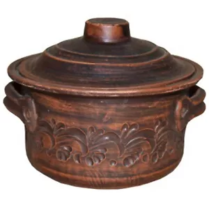 Pentola in ceramica in argilla rossa pentola a casseruola pentola da forno pentola da cucina 2 L - Foto 1 di 1