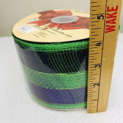 Roll 4" x 25' Green Purple Blue Metallic Mesh Crafts Wedding Party Bow Nicole - Image 1 of 4