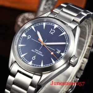 CORGEUT Dress Japan 24 Jewels NH35A  Automatic Men Watch Seeing Glass Back Blue  - Picture 1 of 35
