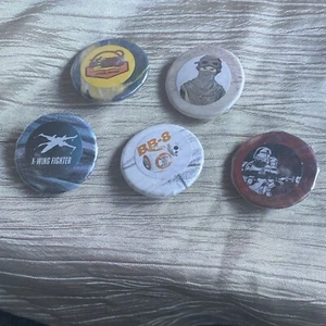 Pin back Button OOAK Star Wars, 1-1/4”, 5 Button Assortment, Lot # 5 - Picture 1 of 8