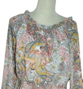 Truly Me by Sara Sara Junior's Paisley Print Dress Long Sleeves Lined Size 16 - Picture 1 of 10