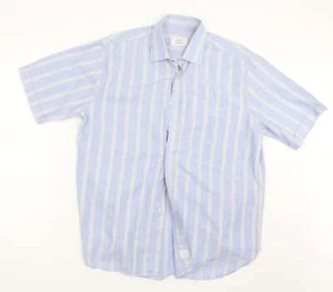 Ingram Mens Blue Striped Cotton blend Size 16 Collared - Picture 1 of 12