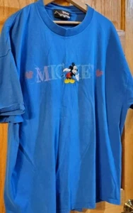 Disney Embroidered Mickey T Shirt Blue, Extra Large - Picture 1 of 5