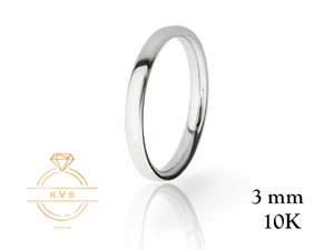 10K White Gold 3mm EUROPEAN - EURO fit Wedding Band Ring - Comfort Fit Polished - Picture 1 of 9