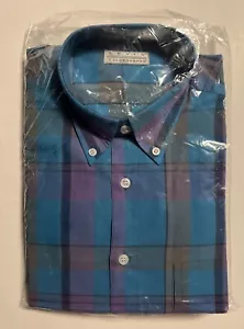 Vintage Levi's Colorgraphs Shirt Med Blue Lavender Plaid Long Sleeve 1980s NOS - Picture 1 of 4