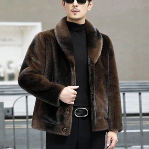 Fashion Men Winter Whole Faux Mink Fur Coats Warm Thicken Short Jacket Plus Size - Picture 1 of 23
