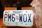 2012 Missouri License Plate  PM6 W0X Show Me State