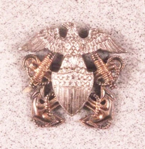 USN Navy Office Overseas Hat Badge - pin back, H-H Sterling - Picture 1 of 1