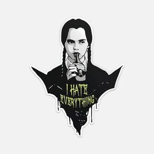 Wednesday Addams I Hate Everything Gothic Aufkleber Vinyl Auto Stoßstange Aufkleber - Bild 1 von 4