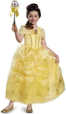 Belle Prestige Disney Princess Beauty Fancy Dress Halloween Deluxe Child Costume - Image 1 of 2