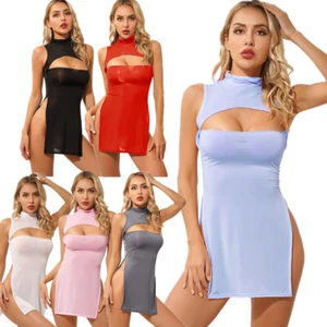 FEESHOW Womens Sexy Nightdress Cutout Split Babydoll Sleeveless Cheongsam - Bild 1 von 5
