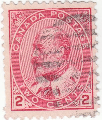 Canada - Scott # 90 - 2c Carmine -  King Edward VII - Used - Image 1 of 2