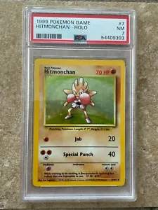 Pokemon Hitmonchan Holo 1999 #7/102 illimitato WOTC PSA 7 QUASI NUOVO 🔥 - Foto 1 di 2