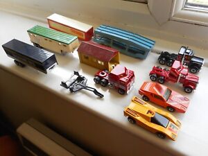 Matchbox job lot x11 1960s-80s vintage toy cars Convoy trucks trailers & garage