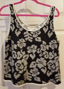 ❤❤ TOMMY BAHAMA Suéter sin mangas floral negro mezcla de algodón talla XL 16 - Imagen 1 de 9