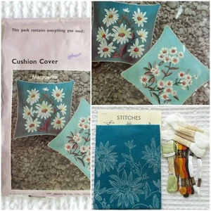 Funda Cojín Bordada MARQUERITE Flor Margarita Agujas Hilo Lino Glanton - Imagen 1 de 12