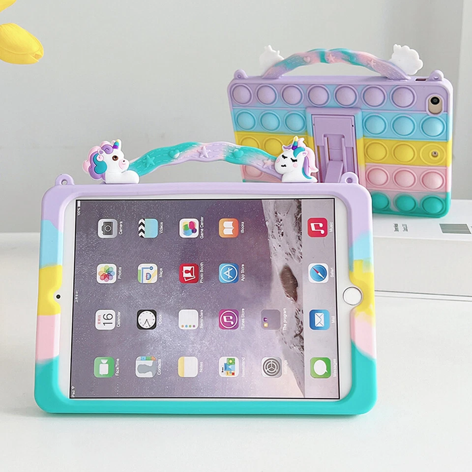 Linda cubierta con soporte de unicornio burbuja arco iris para niños para iPad 10.2" 9ª 8ª 7ª generación Foto 1 de 4