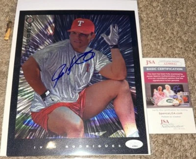 Ivan Rodriguez Pudge Signed/Autographed 8x10 Photo Card Holo Zenith JSA COA - Image 1 of 2