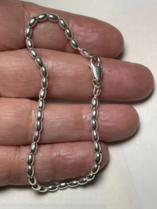 Italy 925 Sterling Silver LadiesBeaded Link Chain Bracelet 7.25 inch - Picture 1 of 4