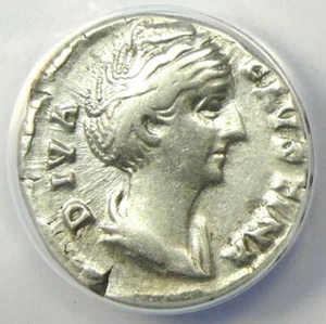 Diva Faustina AR Denarius Silver Roman Coin 147 AD - Certified ANACS VF35 - Picture 1 of 5