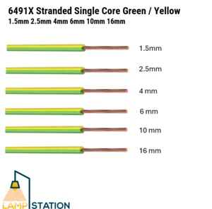 Earth Single Core Cable 6491X Green Yellow 1.5mm 2.5mm 4mm 6mm 10mm 16mm VARIOUS - Picture 1 of 7