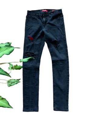 Pantalones de mezclilla Guess modernos ajustados calce Avalon para niño talla 28/30,5 elásticos negros Foto 1 de 4