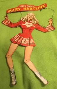 Vintage ~ raro ~ Mary Hartline ~ Super Circus ~ carta ~ pupazzo ~ anni '50 - Foto 1 di 12