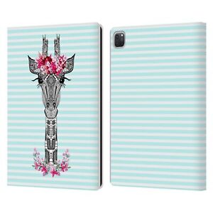 MONIKA STRIGEL GIRAFFE AND STRIPES LEATHER BOOK WALLET CASE COVER FOR APPLE iPAD
