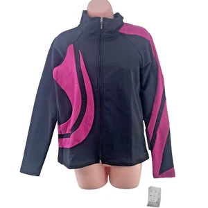 Chloe Noel Swirls Crystal Eiskunstlaufjacke, Erwachsene Medium, schwarz/fuchsia J26 - Bild 1 von 16