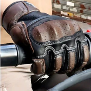 Vintage Leather Men's Motorcycle Gloves Leather Riding Gloves - Bild 1 von 14