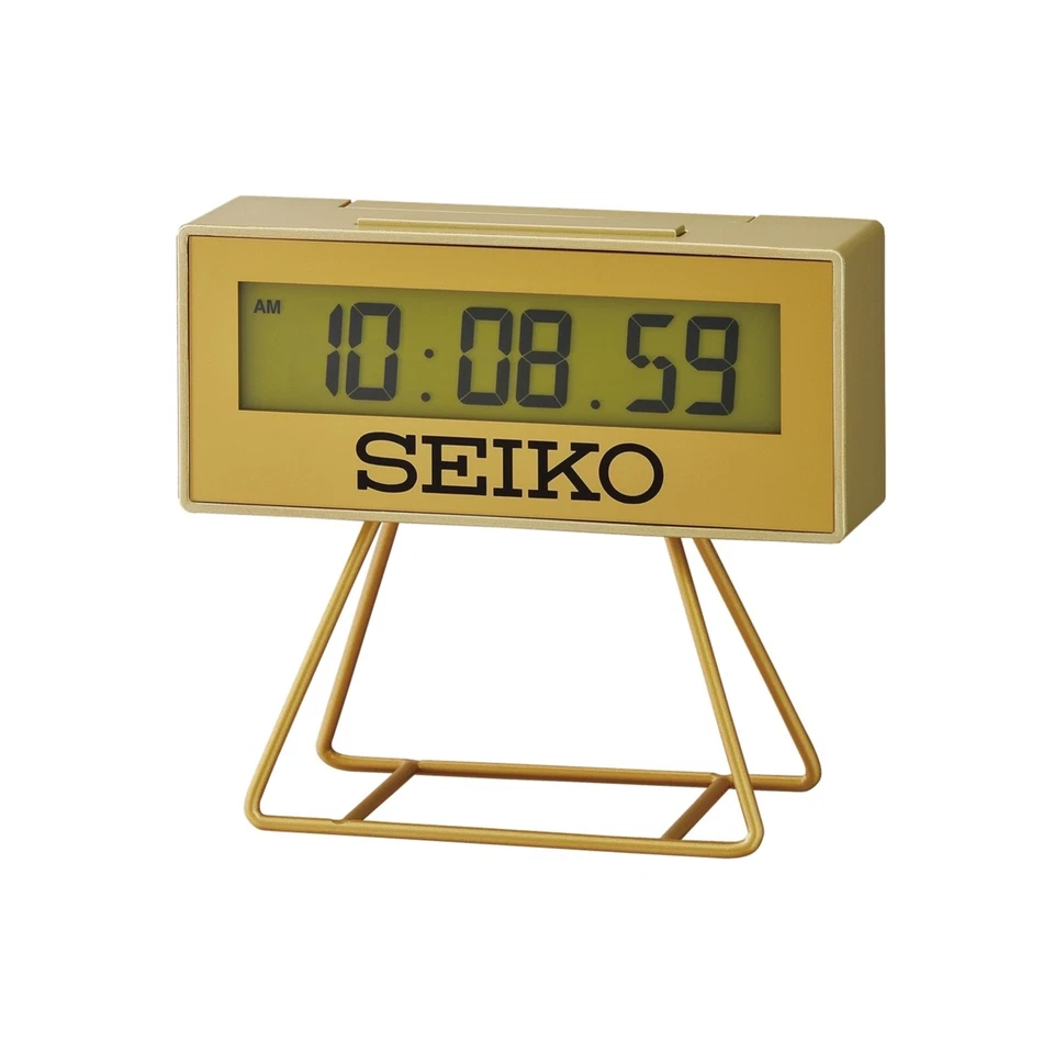 Brand New Seiko Gold Lunar Miniature Marathon Mini Timer Alarm Clock QHL062G - Image 1 of 1