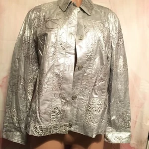 Nueva con etiquetas Chaqueta de Cachemira Chicos Talla 2 Plata Sarianna Blazer Metálica Bordada L - Imagen 1 de 5