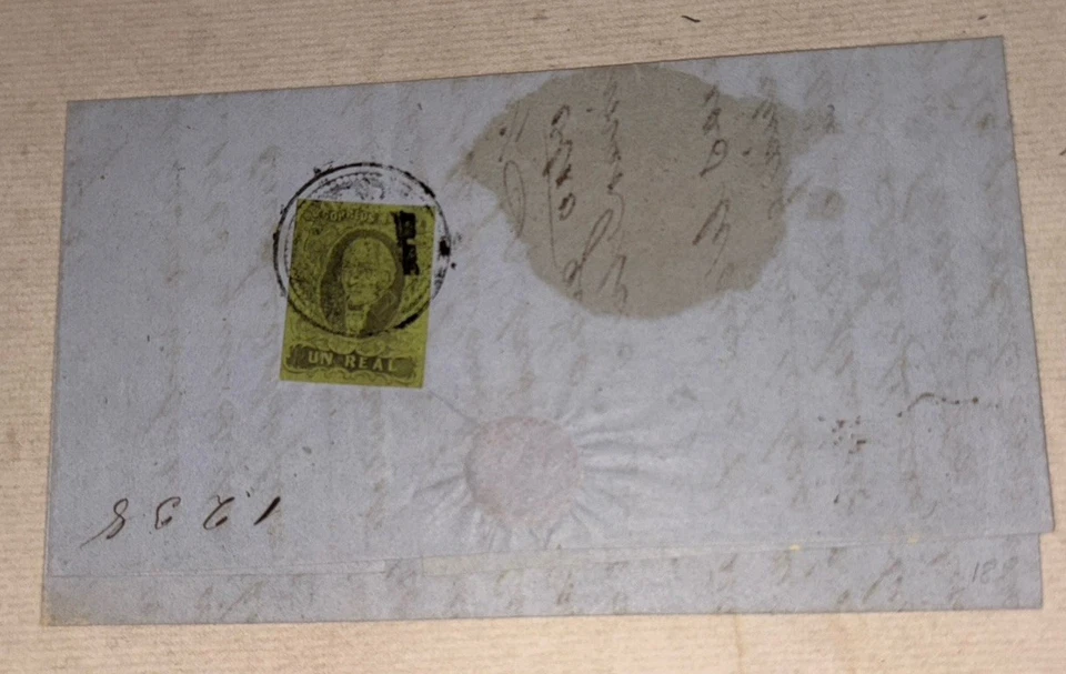 Mexico Apam 1 real on back of cover to Mexico May 26 1862 circular cancel VF - Image 1 of 3