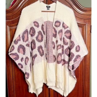 Poncho Roffe Leopardo Capelet Cepillado Suave Envoltura Rosa Leopardo Metálico Talla Única Foto 1 de 4