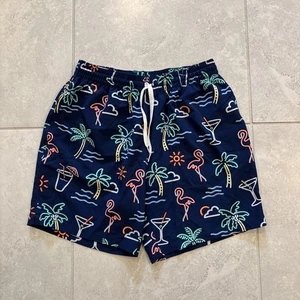 Chubbies Swim Trunk Men Sz M ‘Neon Lights" 7” Classic Flamingoes Palm Trees - Picture 1 of 11