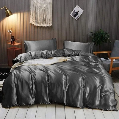 7 Pc Silk Satin Sheets| Silk Satin Duvet Cover| Silk Flat Sheet & Deep Pocket... - Image 1 of 4