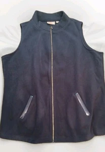 Quacker Factory Crystal Rhinestone V Full Zip Fleece Navy Blue Plus Size 1X - Picture 1 of 9