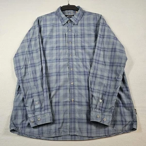 Orvis Shirt Mens XL Blue Gray Plaid Long Sleeve Organic Cotton Blend Outdoor - Picture 1 of 11
