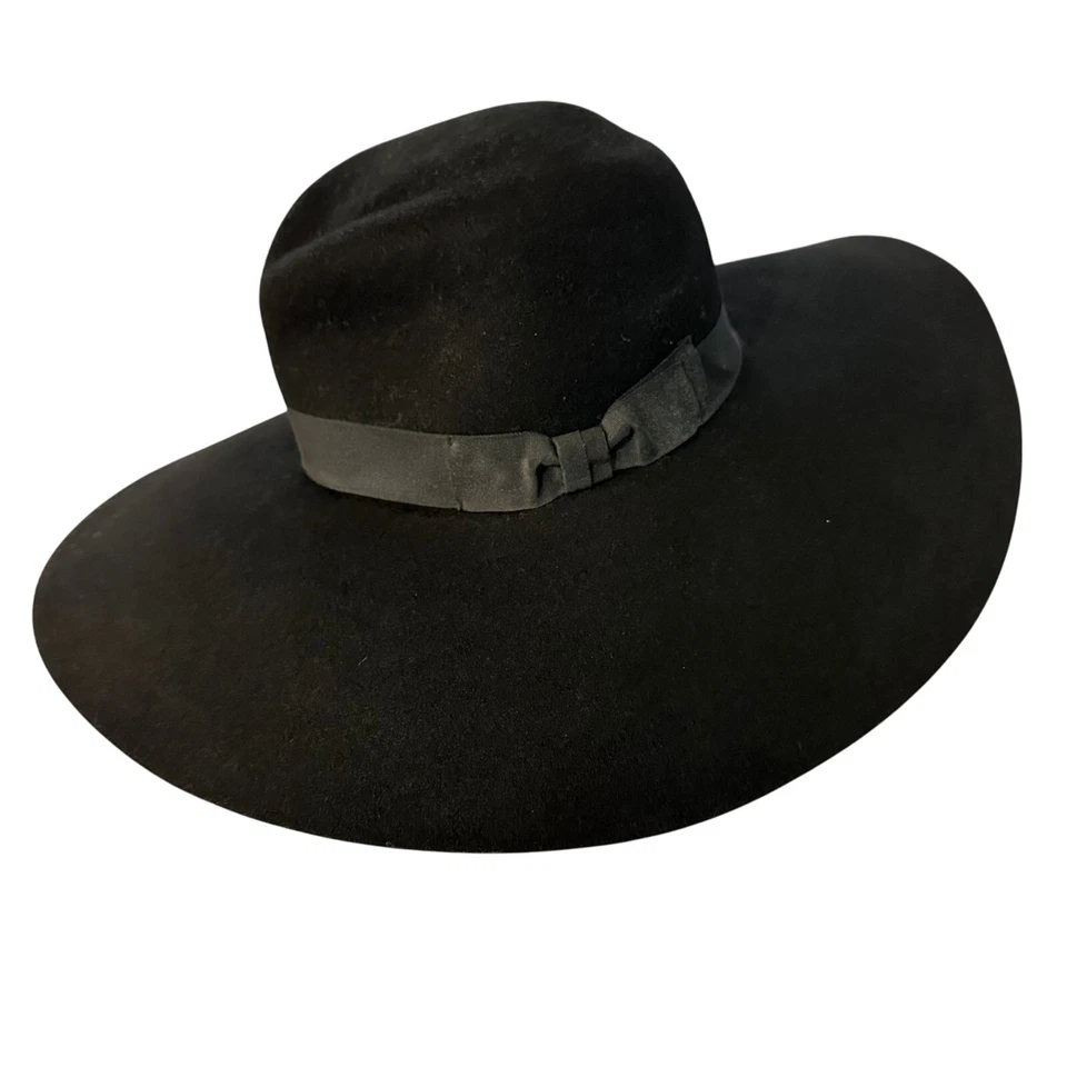 Sombrero Fedora Eric Javits New York Fieltro Negro Ala Ancha - Embalable, Diseñador Foto 1 de 4