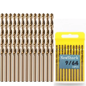 9/64" Cobalt Drill Bits, 10 Pack of M35 HSS Metal Drill Bit Set for Hard Meta... - Picture 1 of 6