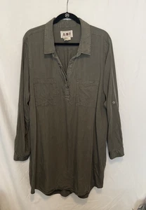 A*M*X Damen Gr. 2X Grün Langarm Tunika/Bluse Rollriegelärmel - Bild 1 von 10