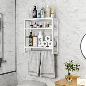 Towel Racks Bathroom Shelves Over Toilet Storage with Towel Bar 3 Tier Floati... - Picture 1 of 6