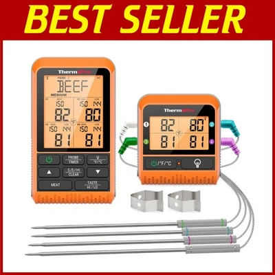 Backlit Screen Meat Thermometer for Grilling, 4 Probes - Image 1 of 4