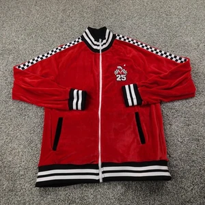 Blizzard Bay Jacket Mens M Red Full Zip Velour Santa Racing Ugly Christmas Coat - Picture 1 of 13