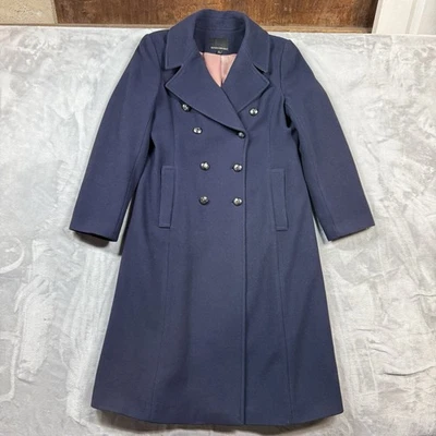 Banana Republic Mario Bellucci Mujer’s Abrigo Mezcla Lana Talla L Azul Foto 1 de 4
