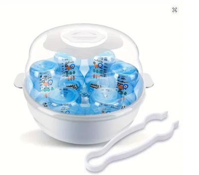 Esterilizador de vapor para microondas biberones soporte para pezones almacenamiento sin BPA Foto 1 de 4