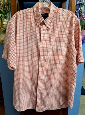 Basic Editions Shirt Men’s Big M Plaid Red Button-Up Short Sleeve Retro Preppy - Image 1 of 4