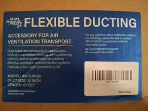 Flexible Duct Hosing 8ft L 12 inch Duct Hose Model AN-TUB128 - Picture 1 of 4