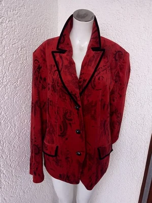 Samoon Samt Blazer Rot Schwarz Vintage 90er - Bild 1 von 4
