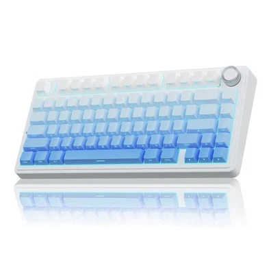 AULA F75 75% Wireless Mechanical Keyboard 2.4GHz/Type-C/BT5.0(Salt White Blue) - Image 1 of 4